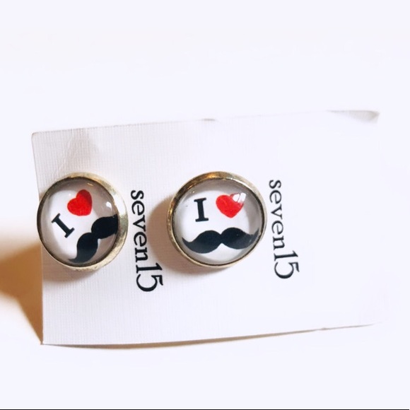 ☼4 for 20$☼ I Love Moustaches Cufflinks - Picture 1 of 3